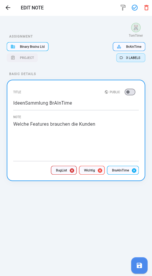 Note Edit Details